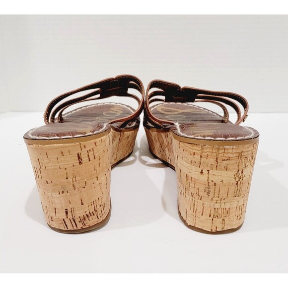 Sam Edelman Rolita Wedge Sandals Women's Size 10 M Brown Slip On Heels Strappy - Picture 7 of 11